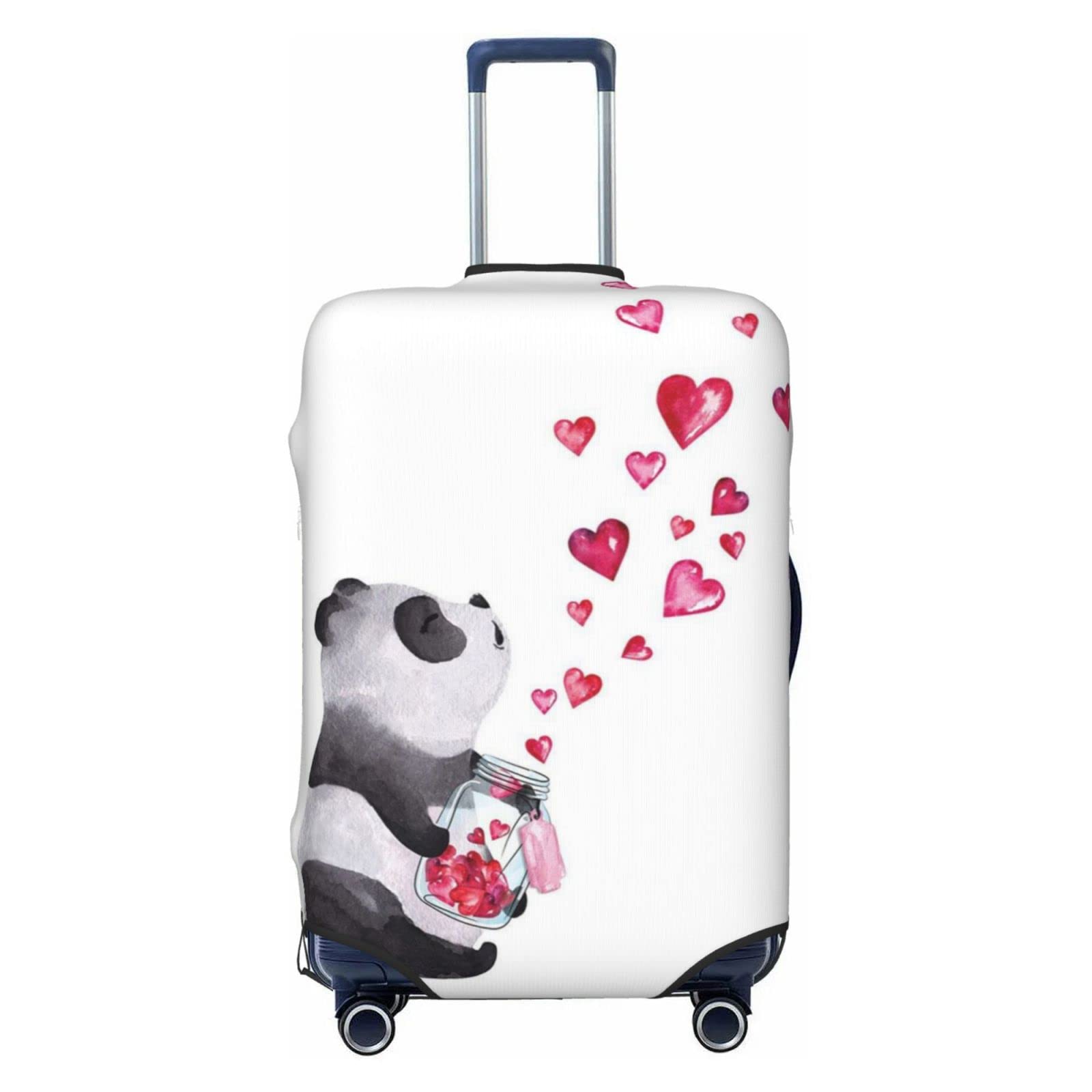 Miniks Reisegepäckhülle mit niedlichem Panda-Herzen, strapazierfähig, passend für 45,7 - 81,3 cm große Gepäckstücke, Größe XL, Schwarz, X-Large