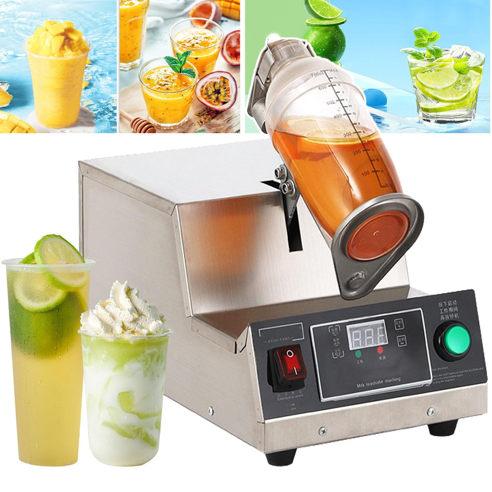 JMbpkduHs 530 Ml/700 Ml Elektrischer Milchshaker, Elektrischer Milchtee-Shaker, Digitalanzeige/1-180 S Timer, Für Milchtee-Läden, Cafés, Bars, 80 W