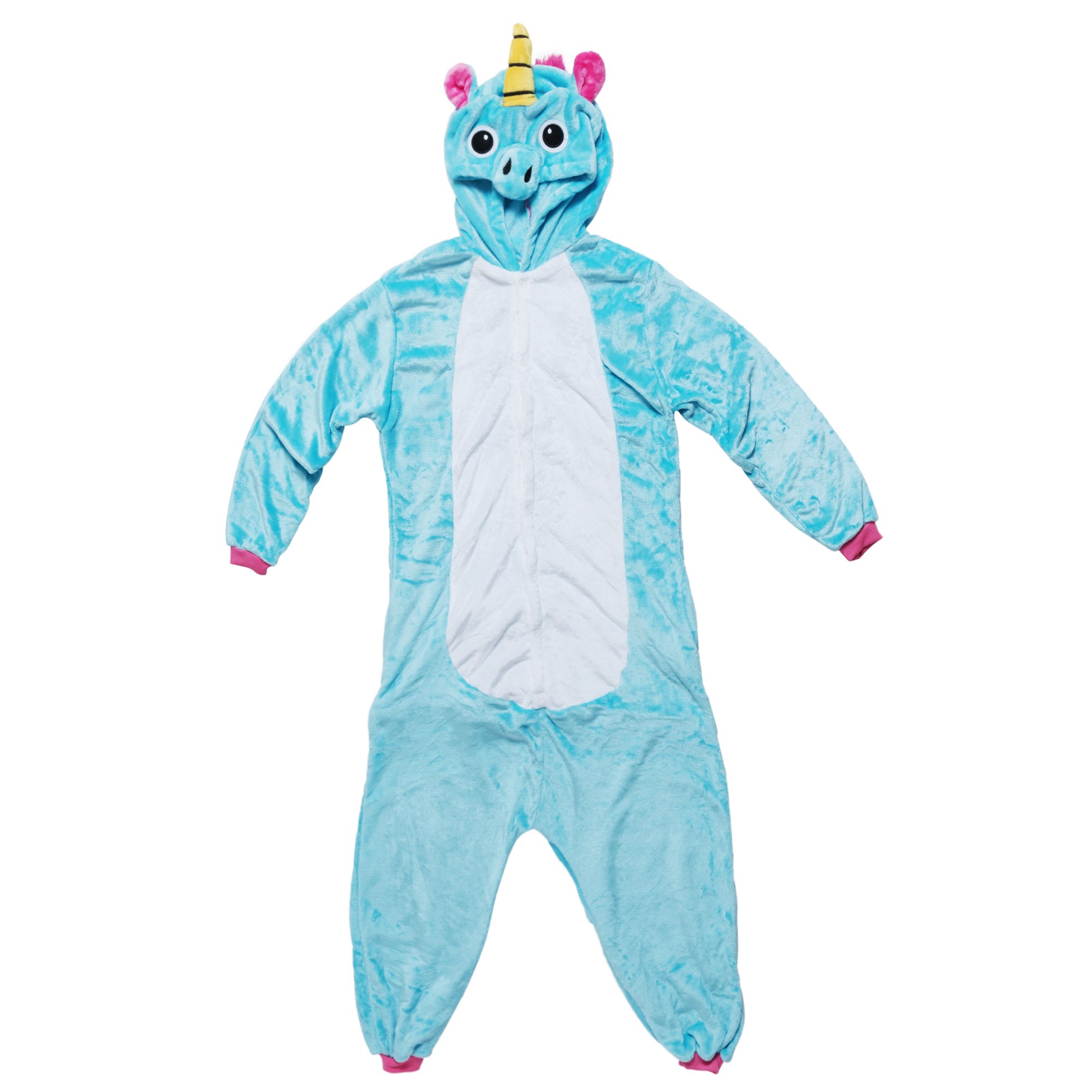 Katara 1744 - Einhorn türkis/rosa Kostüm-Anzug Onesie/Jumpsuit Einteiler Body für Erwachsene Damen Herren als Pyjama oder Schlafanzug Unisex - viele Verschiedene Tiere