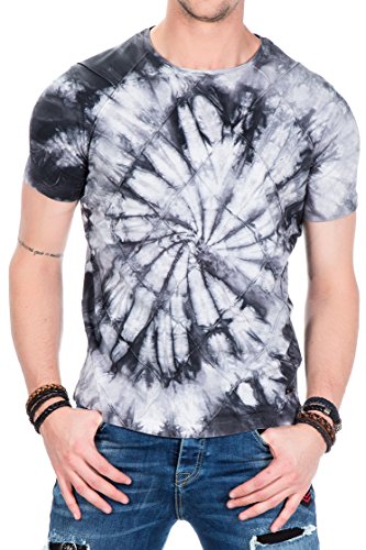 Cipo & Baxx Herren T-Shirt Batik Muster CT406 Kurzarm Rundhals Shirt Anthrazit M