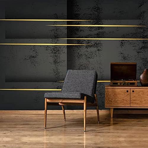 Abstrakt Geometrisch Gold Linie Kunst Wand Zement Grau 3D Tapeten Wanddekoration Fototapete Sofas Wohnzimmer Wandbild Schlafzimmer-300cm×210cm