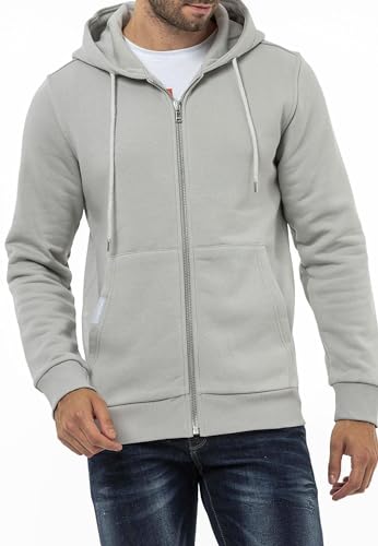 Cipo & Baxx Herren Sweatjacke Sweatshirt Basic Kapuzenpullover Reißverschluss Sweat CL556 Grau XXL