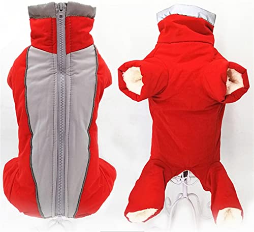 DHGTEP Winter Hund Fleece Mantel Warm Wasserdicht Hund Overall Gepolstert Verdickte Hose Männlich/Weiblich Hund Kleidung für Kleine Mittelgroße Hund Daunenjacke (Farbe : Girl red, Größe : 18)