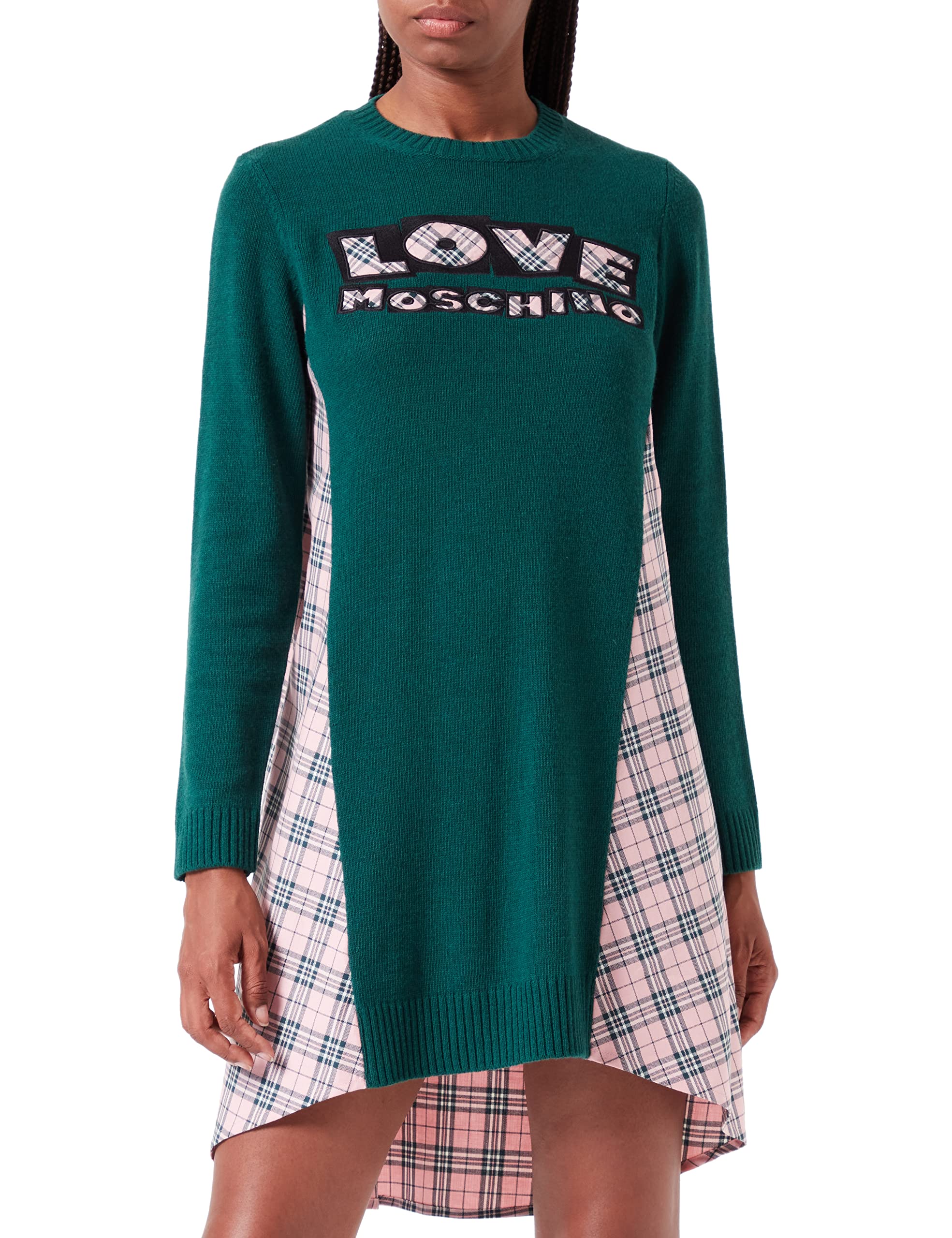 Love Moschino Damen Long-sleeved Dress, Greeen Pink, 40 EU