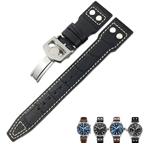 BANDKIT Uhrenarmband aus italienischem Rindsleder, für IWC Pilot Mark Portugieeser Portofino, 20 mm, 21 mm, 22 mm, 22 mm, Achat