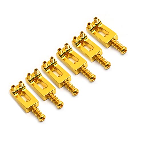 6 Teile/Satz Concaved Type E-Gitarre Tremolo Bridge String Sattel 20.5 * 10.5mm Chrom/Gold Gitarrebrücke(6 pcs Gold)