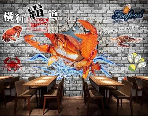 tyujlkjddlf Tapete Wandbild 3D Benutzerdefinierte Krabbe, Haarige Krabbe, Bar, Restaurant, Hintergrundwand-450Cmx300Cm