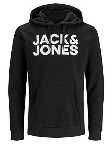 JACK & JONES NOS Herren Jjecorp Logo Sweat Hood Noos Kapuzenpullover, Schwarz(BlackSchwarz), Large