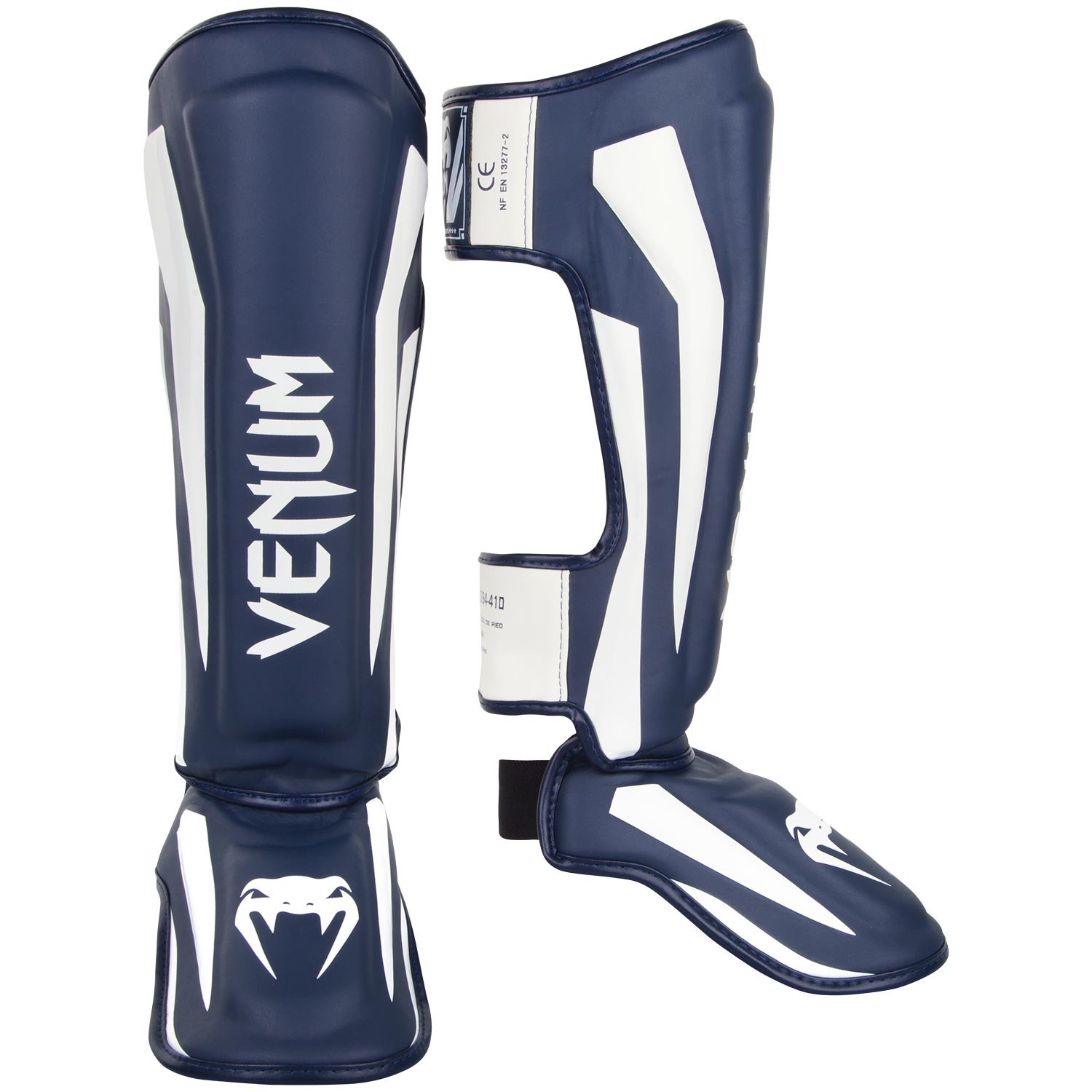 Venum Elite Boxen Schienbeinschutz, Weiss / Marineblau, L