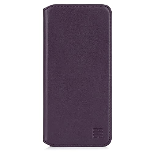 32nd Klassische Series 2.0 - Lederhülle Case Cover für Motorola Moto G9 & G9 Play, Echtleder Hülle Entwurf gemacht Mit Kartensteckplatz, Magnetisch und Standfuß - Aubergine