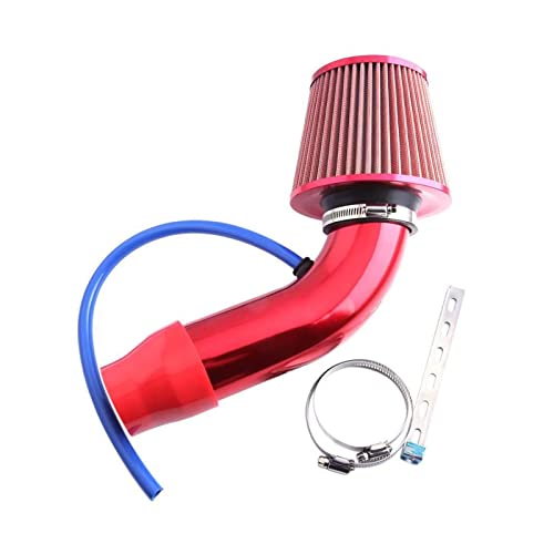 Auto Lufteinlass Ansaugschlauch 3" 76mm Universal Auto Umgerüstet Winter Pilzkopf Luftfilter Ansaugrohrfilter High Flow Luftfilter Aluminium Rohr Kit Auto Ansaugrohr(Rot)