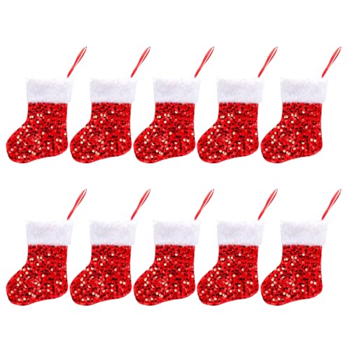 Traditionelle Weihnachtssocken, Baumwolle, Geschenkhalter, Festivalsocken für Weihnachtsbaum und Partys, 10 Stück