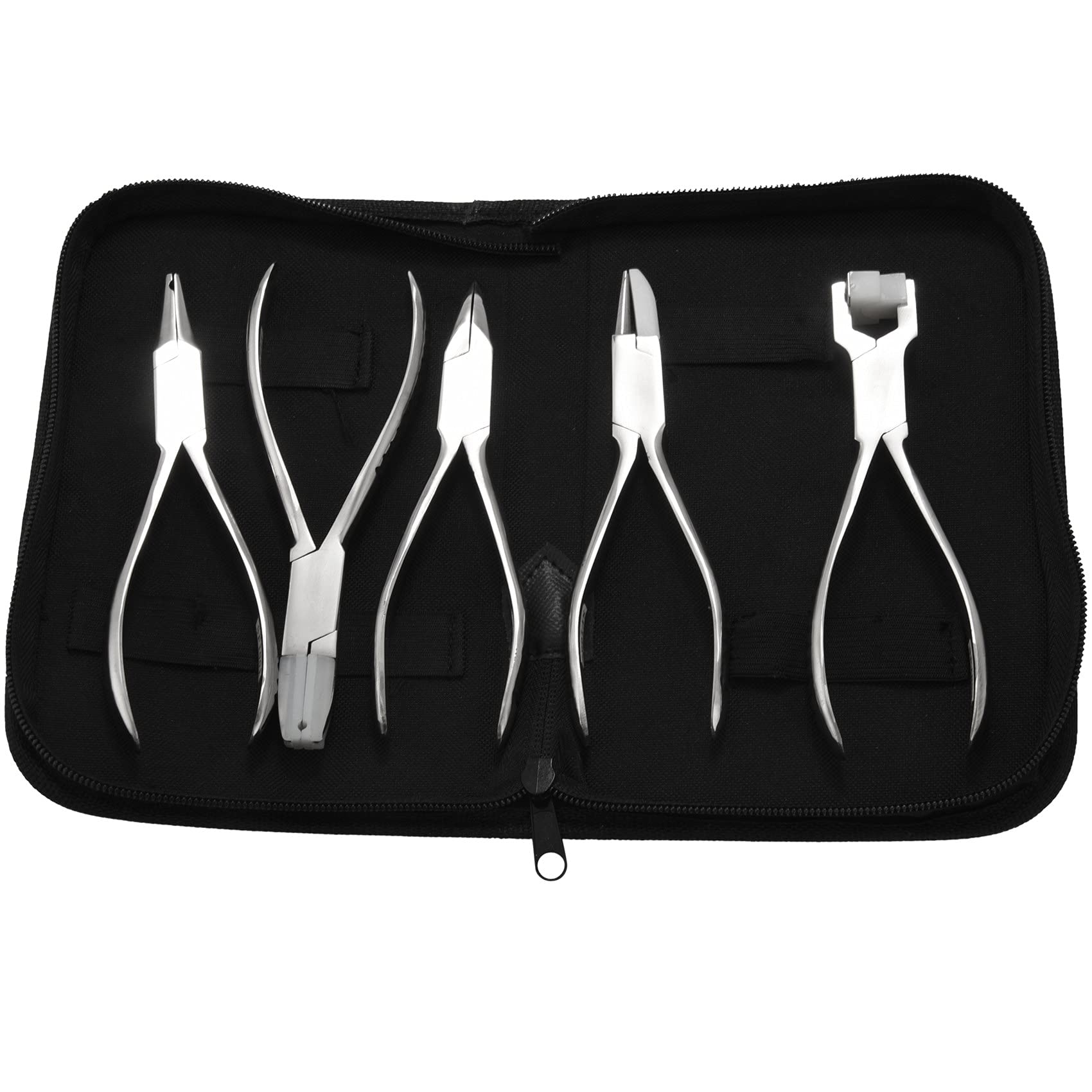 Ghulumn 5 StüCke Edelstahl Optik Brillen Optiker Brillen Rahmen Reparatur Optische Zangen Werkzeug Kit mit Schwarz Tasche