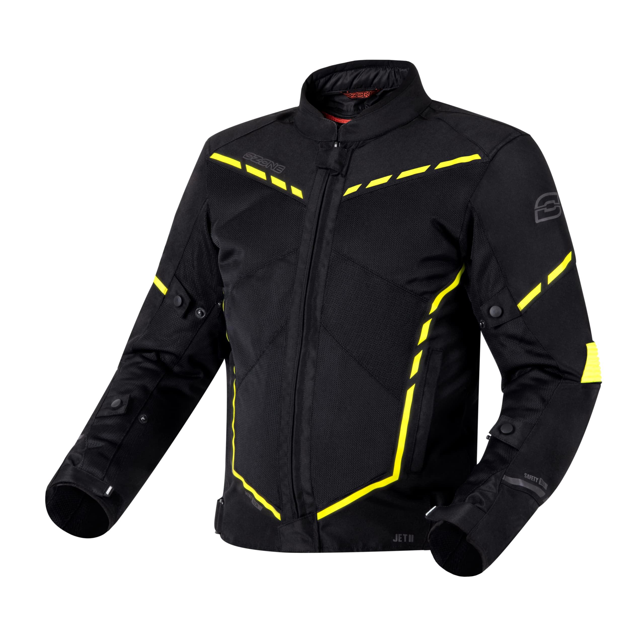 OZONE MOTO Jet II Motorradjacke Herren | Textil | Ellbogen und Schultern Protektoren Stufe 1 | Mesh-Einsätze | Abnehmbare wasserdichte Membran | Reflektierende Elemente