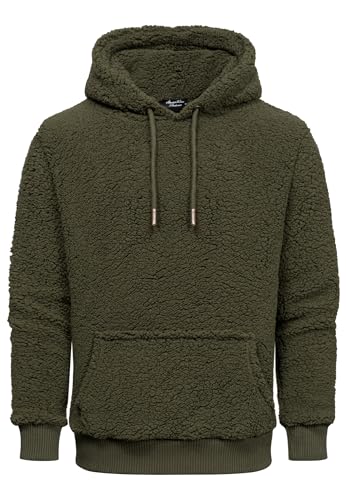 Amaci&Sons Herren Kapuzenpullover Teddyfell Teddy Sweatjacke Plüsch Hoodie Pullover Sweatshirt 4067 Khaki M