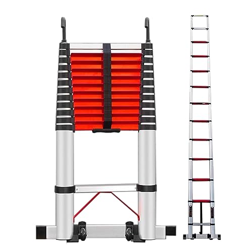 8M 7M 6M 5M 4M 3M 2M Aluminium-Teleskopleiter, Mehrzweck-Teleskopleiter zum Ausziehen mit Haken für Arbeiten im Haushalt und im Freien, Tragkraft 150 kg/Schwarz/2,6M/8,5Ft Ambitious