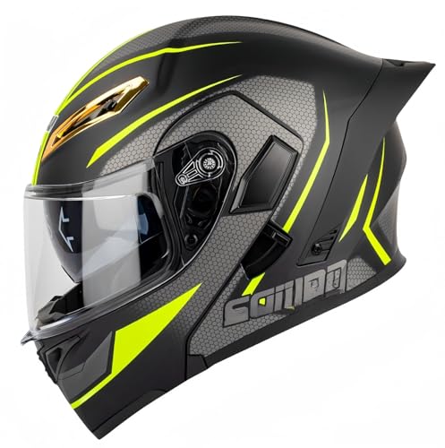 Modularer Motorradhelm, integrierter Motorradhelm, ECE-geprüfter, atmungsaktiver Rollerhelm mit Doppelvisier, Herren- und Damen-Rollerhelm, Doppel-Integralhelm D,M57-58CM