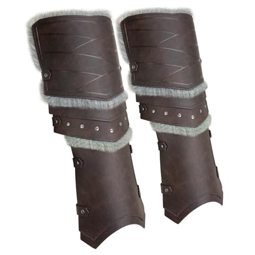 MDFCZXP Steampunk Half Chaps Gamasche Nubukleder Schnalle Riemen Mittelalter LARP Stiefel Schuhüberzug,Braun,48cm