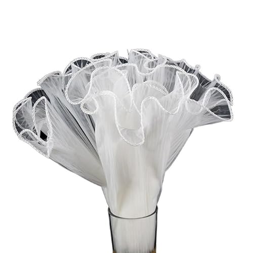 Blumen Geschenkpapier 28 cm Valentinstag-Blumen-Geschenkpapier, Wellengarn, Blumenverpackung, Spitze, Netz, Perle, Blumenstrauß, Geschenkverpackung, Zubehör(28cm 5Yard White)