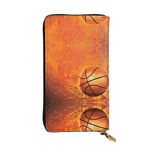 DMORJ Basketball Leder Lange Clutch Geldbörse: 19 x 10 cm bequem leicht wasserdicht langlebig schönes Geschenk, schwarz, Einheitsgröße, Schwarz , Einheitsgröße