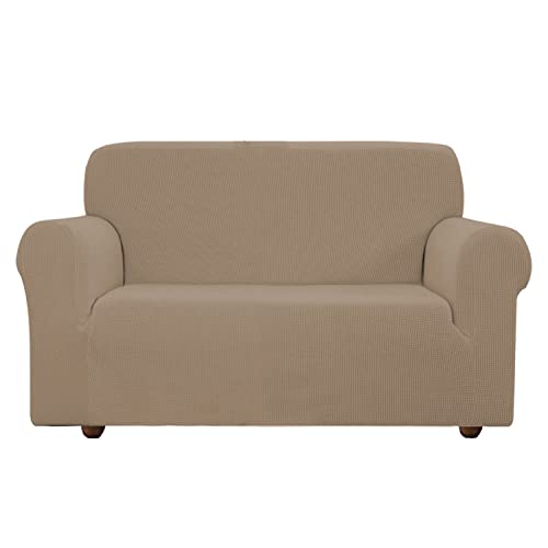 EBETA E Elastisch Sofa Überwürfe Sofabezug, Stretch Sofahusse Sofa Abdeckung Hussen für Sofa, Couch, Sessel 2 Sitzer (Sand, 145-185 cm)