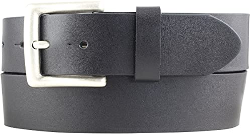 BELTINGER Überlängen-Gürtel aus Vollrindleder 4 cm | 120-180 cm Ledergürtel für Herren mit Gürtelschnalle Altsilber 40mm | Herren-Gürtel in Übergrößen | Schwarz 150cm