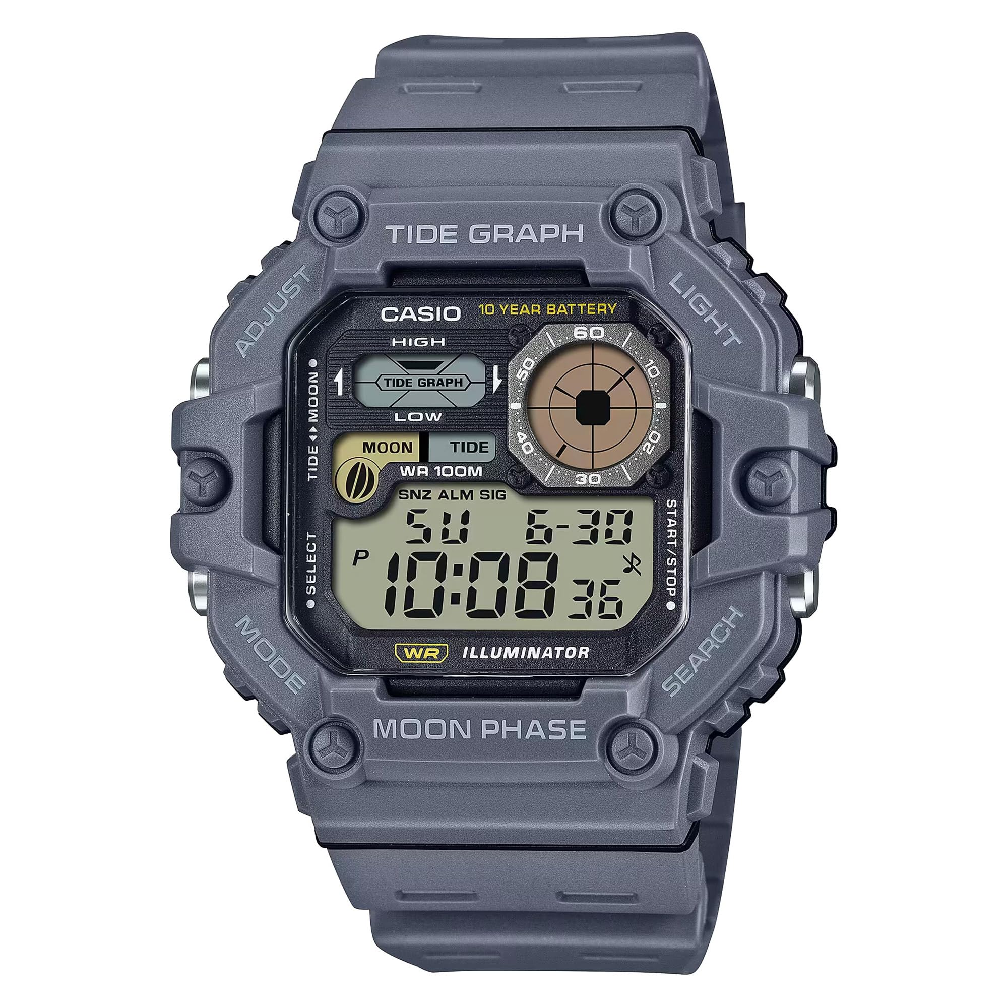 CASIO Sports - WS-1700H-8A Armbanduhr Armbandfarbe: Grau Maus Zifferblatt LCD Schwarz Herren, Band