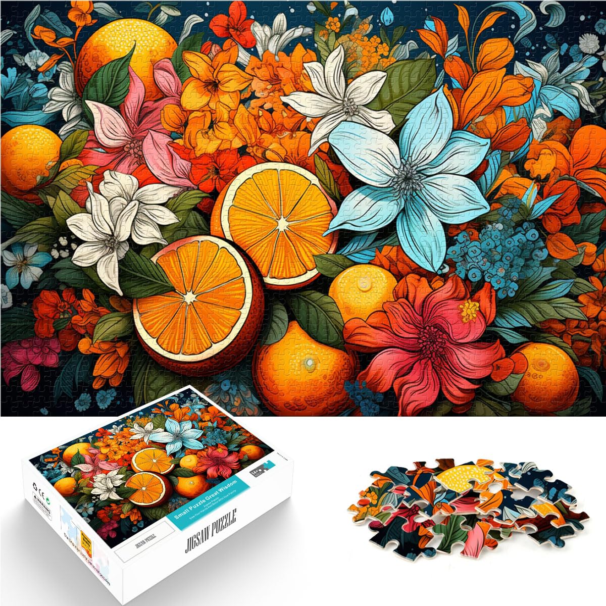 Spielgeschenk Puzzle, orangefarbenes Gemälde, 1000 Puzzleteile für Erwachsene, Holzpuzzle, Spielzeug, Puzzle, Lernspiele, Stressabbau-Puzzle, 1000 Teile (50 x 75 cm)