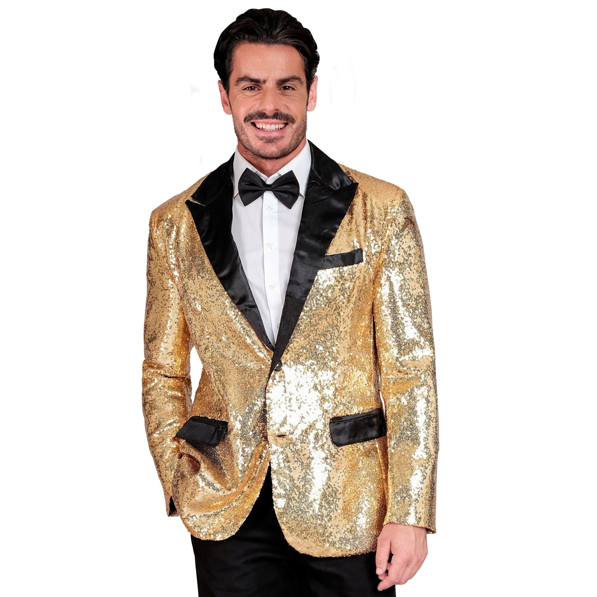 W WIDMANN MILANO Party Fashion - Party Fashion Jackett mit Pailletten für Herren, Satin, Disco Fever, Schlagermove