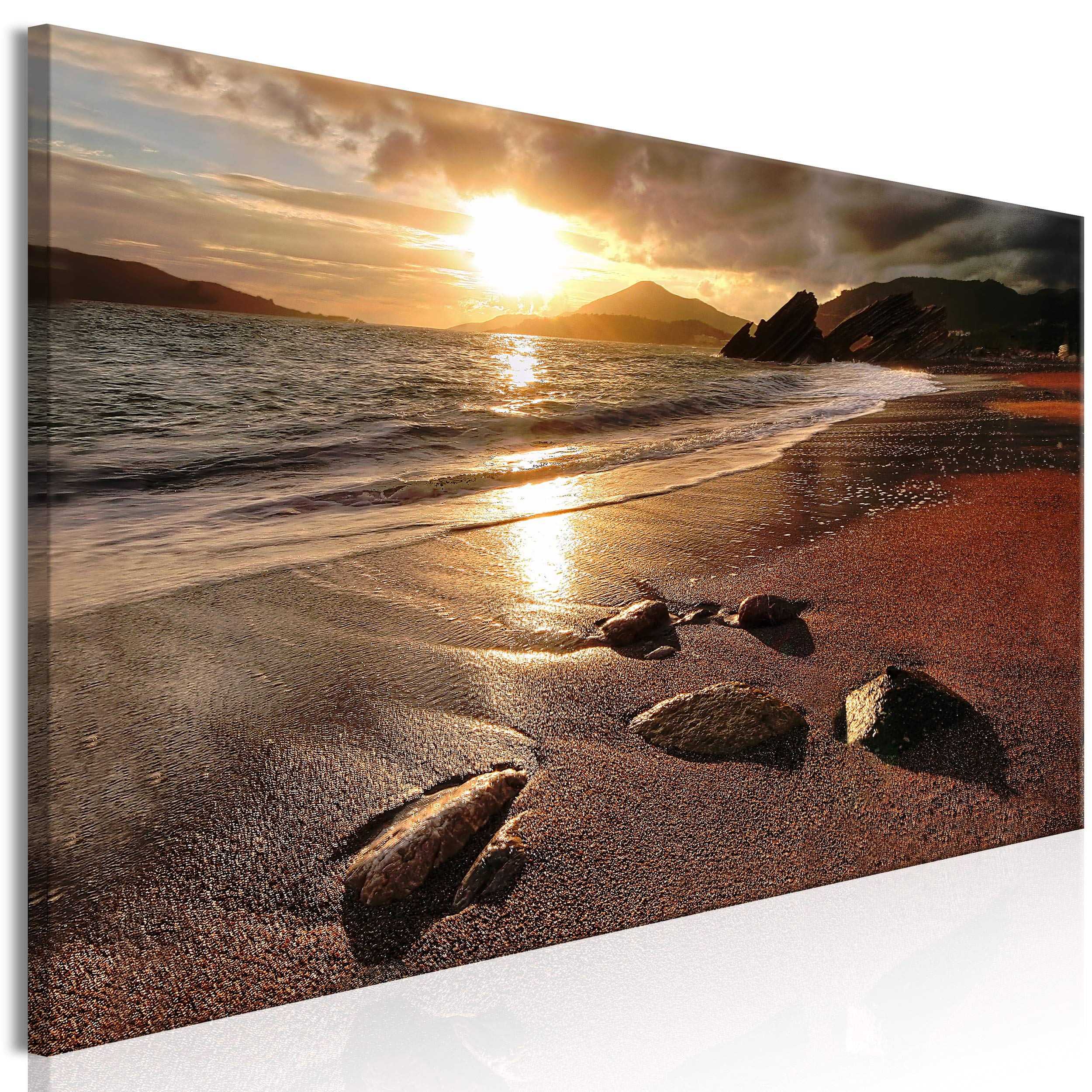 decomonkey Akustikbild Strand Meer 120x40 cm 1 Teilig Leinwand Modern Bilder Wandbilder XXL Schallschlucker Schallschutz Akustikdämmung Wandbild Deko Leise Natur Landschaft