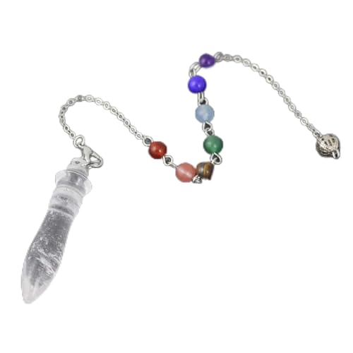 Natürlicher Kristallquarz Pendel Anhänger Amethyst Lapislazuli Stein Amulett Pendel Weissagungs Schmuck,Bergkristall B