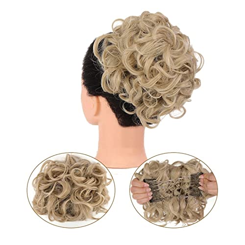 Bun Haarteile Kämme Clip-in-Pferdeschwanzverlängerungen for Frauen, unordentliches, lockiges Haar, Duttverlängerungen, synthetisches Hochsteckfrisur-Haarteil, Chignons, leicht dehnbares Haar Brötchen-