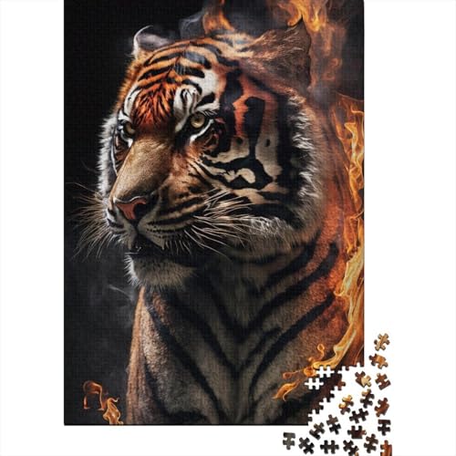 Tigers of The Flame Holzpuzzle für Erwachsene, Puzzlespielzeug, 500 Puzzles für Erwachsene, 500 Teile, interessante Puzzles zur Stressreduzierung (Größe 52x38cm)