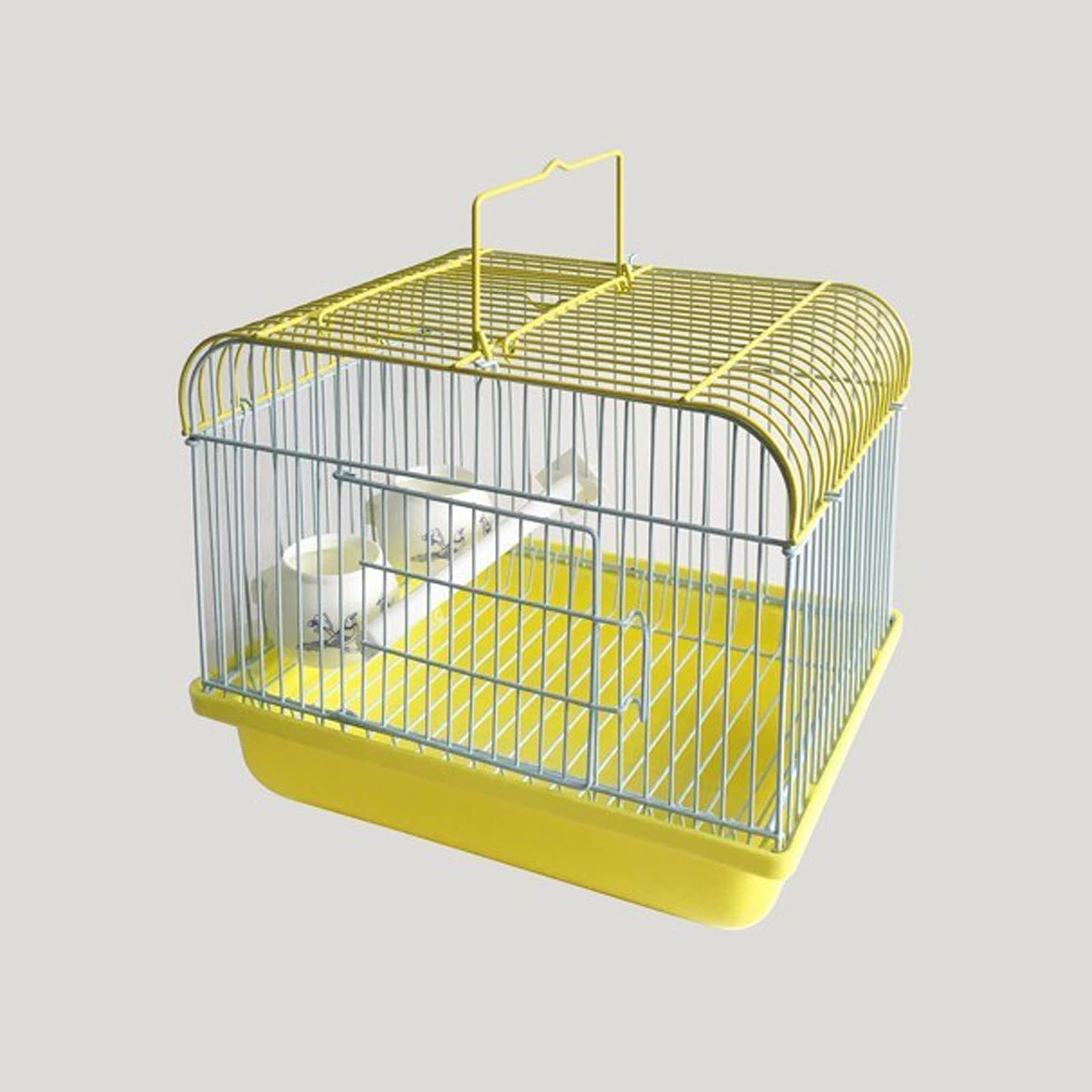 PapageienkäfigKleiner Vogel-Reisekäfig, for Vögel und Kleintiere Vogeltransportbox mit Sitzstange und Futternäpfen Tragbarer Vogelreisekäfig Leichtes, atmungsaktives Heimtierzubehör(Yellow)