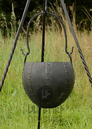 Großer Vernieteter Runder Lagertopf aus Stahl Gulaschkessel Mittelalter Lagerleben LARP Wikinger Topf Lagerküche ca. 10 Liter