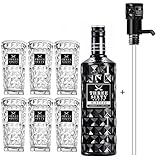 Three Sixty Black 42 Vodka 3L (42% Vol) + Pumpe + 6x Longdrink Gläser -[Enthält Sulfite]