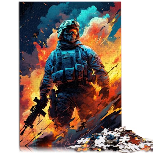 Puzzle zum Verschenken, farbenfrohe Psychedelia von Soldier Synthwave für Erwachsene, 1000 Teile, Puzzle-Geschenke, Holzpuzzle, Familiendekoration, 1000 Teile (50 x 75 cm)