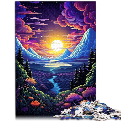 Puzzles zum Verschenken, farbenfrohe psychedelische Fantasielandschaft, Puzzles für Erwachsene, 1000 Teile, Holzpuzzles, Heimdekoration, 1000 Teile (50 x 75 cm)