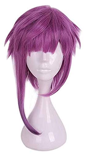 LINLINCD-Anime Coser Wig 50 cm gerade Meduim Purple Mix - SYNTHETIK WIG 100% Hochtemperaturfaser WIG - 658O Voland