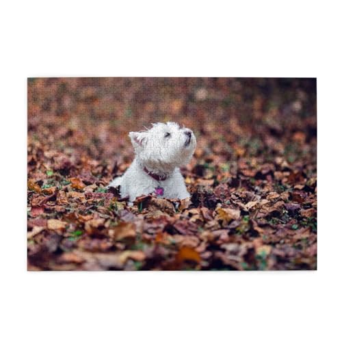 Westie Bokeh West Highland White Terrier Hunde, Puzzles 1000 Teile Holzpuzzle Spielzeug Familienspiel Wanddekoration