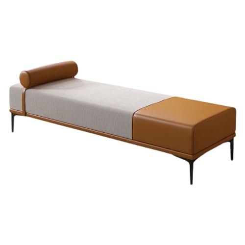 Sitzbank für Schlafzimmer Stoff-Aufbewahrungsbank for den Eingangsbereich, Polsterbank for das Schlafzimmerende des Bettes, Fußstütze im Wohnzimmer, Ottomane, Orange Bettbank(150*50*42cm)