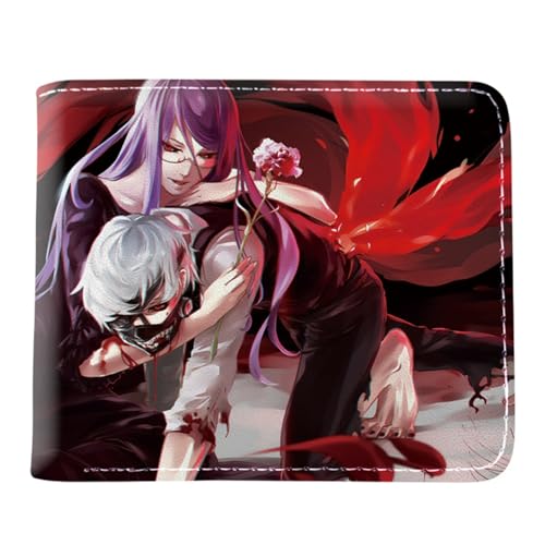 RYNDEX Tok-yo Gho-ul Anime Kartenetui Anime, Cartoon-Druck Geldbörse Klein, PU Leather Geldbörse Brieftasche Wallet(Color:Multicolor 1)