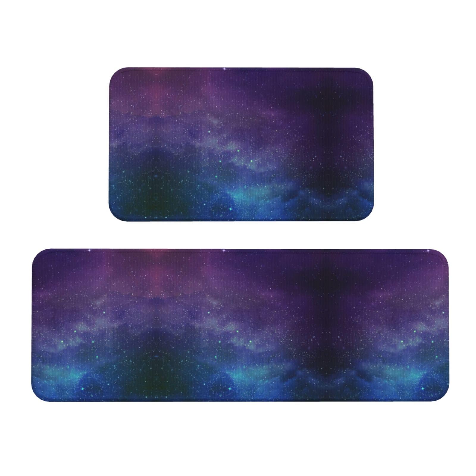 Universe with Stars Galaxy Interstellar Print Kitchen Mat 2 Pcs Kitchen Rug Set Non Slip Waterproof Kitchen Floor Mat,For Flur Office