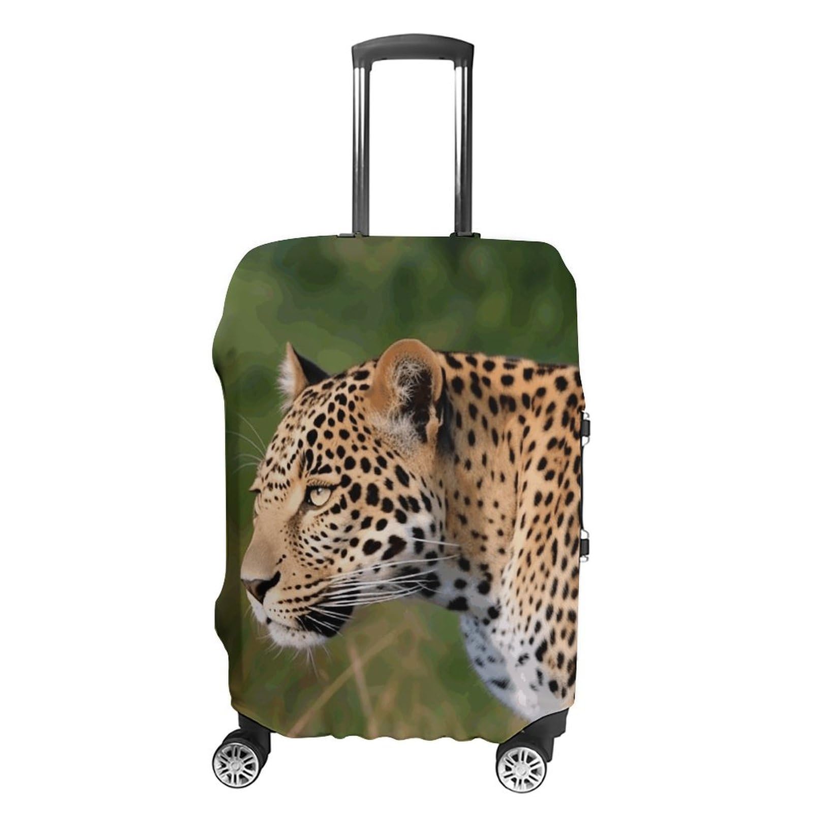 CSGJMYGS Reisegepäckabdeckung, elastisch, waschbar, modisch, kratzfest, schöne lila Schmetterlings-Blumen-Koffer-Schutz, passend für 45,7 - 81,3 cm Gepäck, Afrikanischer Leopard, XL