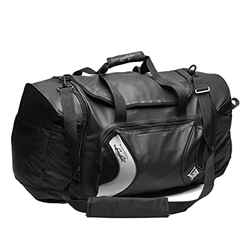 Leone 1947 Hybrid Sporttasche - Black Edition Schwarz - Große Sporttasche Trainingstasche Gym Tasche für Kampfsport Fitness Reisen - auch als Rucksack verwendbar