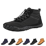 Barfußschuhe Winter, Outdoor Barfußschuhe Herren Damen Herbst Winter, Wasserdicht Barfussschuhe Barefoot Shoes, Trocknend Traillaufschuhe Wanderschuhe Zehenschuhe Hohe Warme und rutschfeste Stiefel