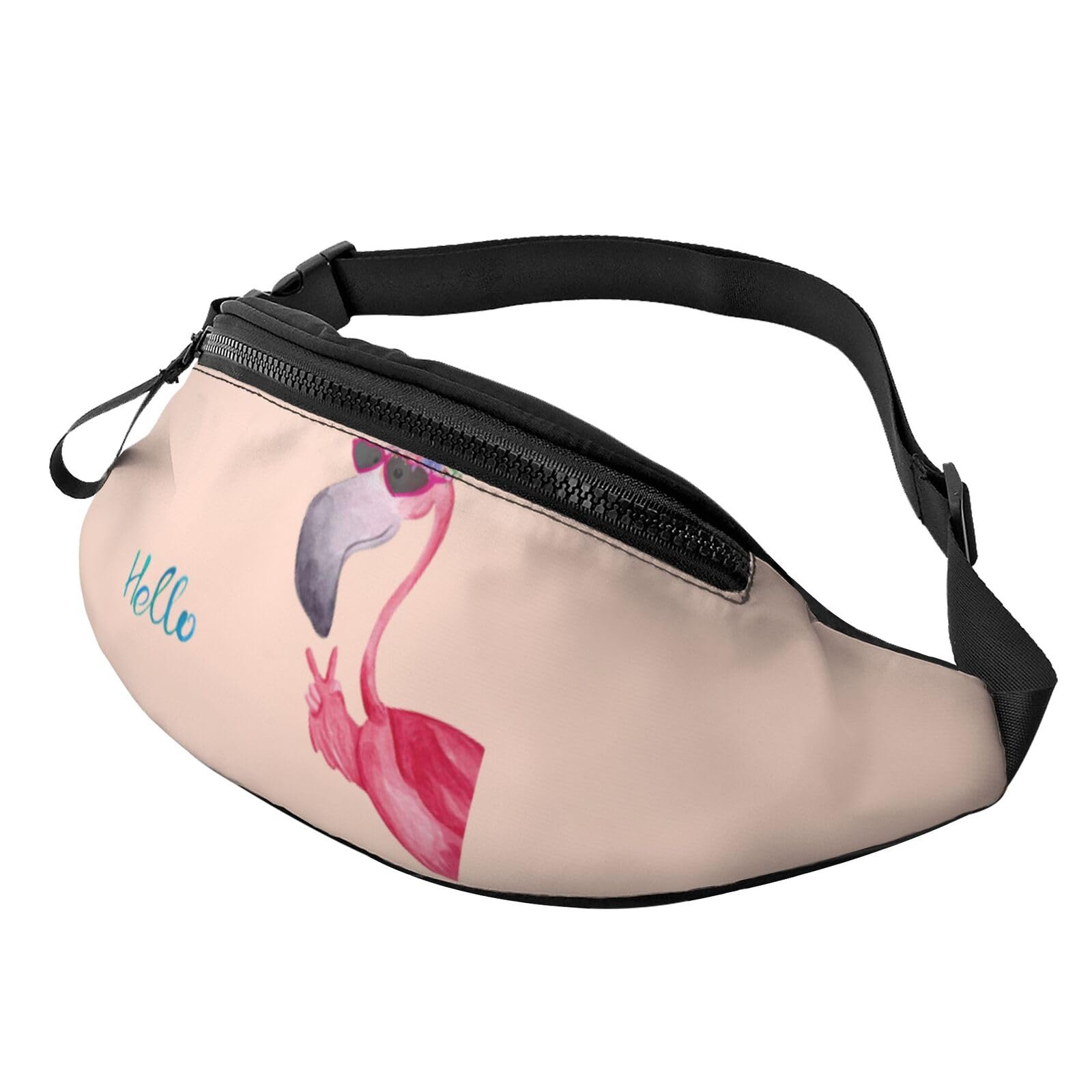 HSJFS Modische Hüfttasche mit buntem Fußballdruck, verstellbare Hüfttasche, lässige Brusttasche, Hello Glasses Flamingo, Einheitsgröße