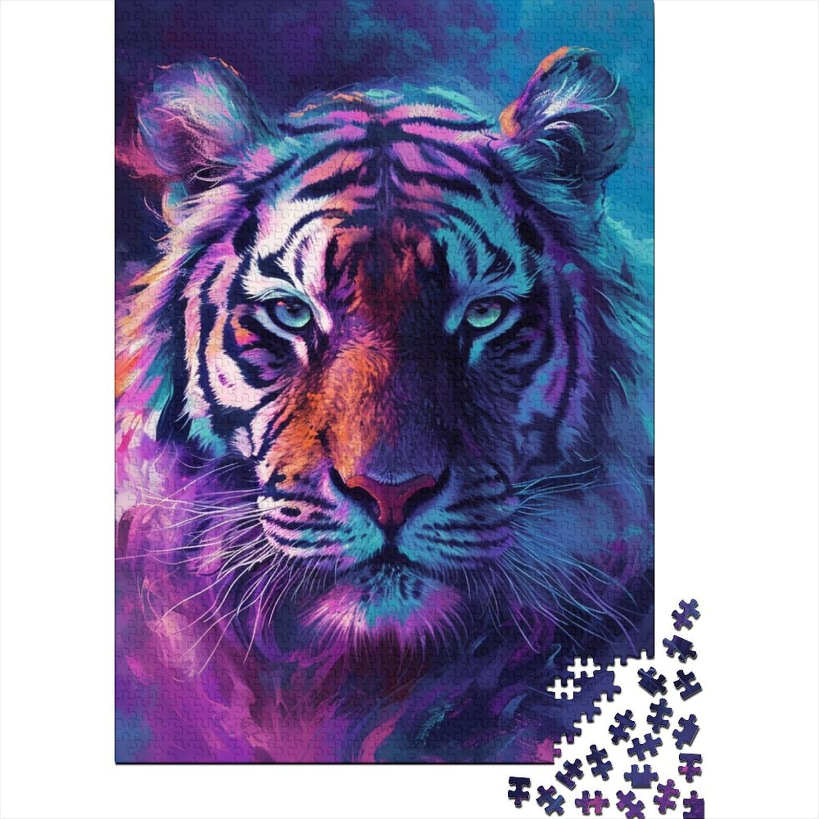 Tiger-Holzpuzzle für Erwachsene und Jugendliche von Adult Jigsaw Puzzles 1000 Teile Holzpuzzle für Erwachsene und Jugendliche 29,53x19,69 Zoll