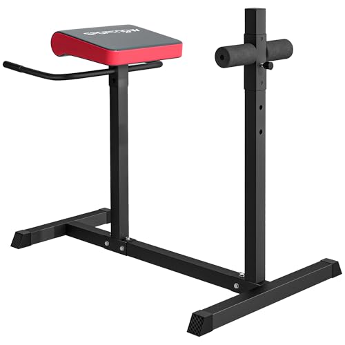 SPORTNOW Rückentrainer, 6-fach höhenverstellbar Bauchtrainer mit verstellbarer Beinrolle, Fitnessgerät für Zuhause, Stahl, Schwarz