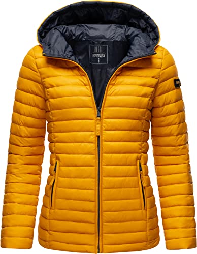 MARIKOO Damen Übergangsjacke Stepp-Jacke leicht mit Kapuze Asraa Yellow Gr. M